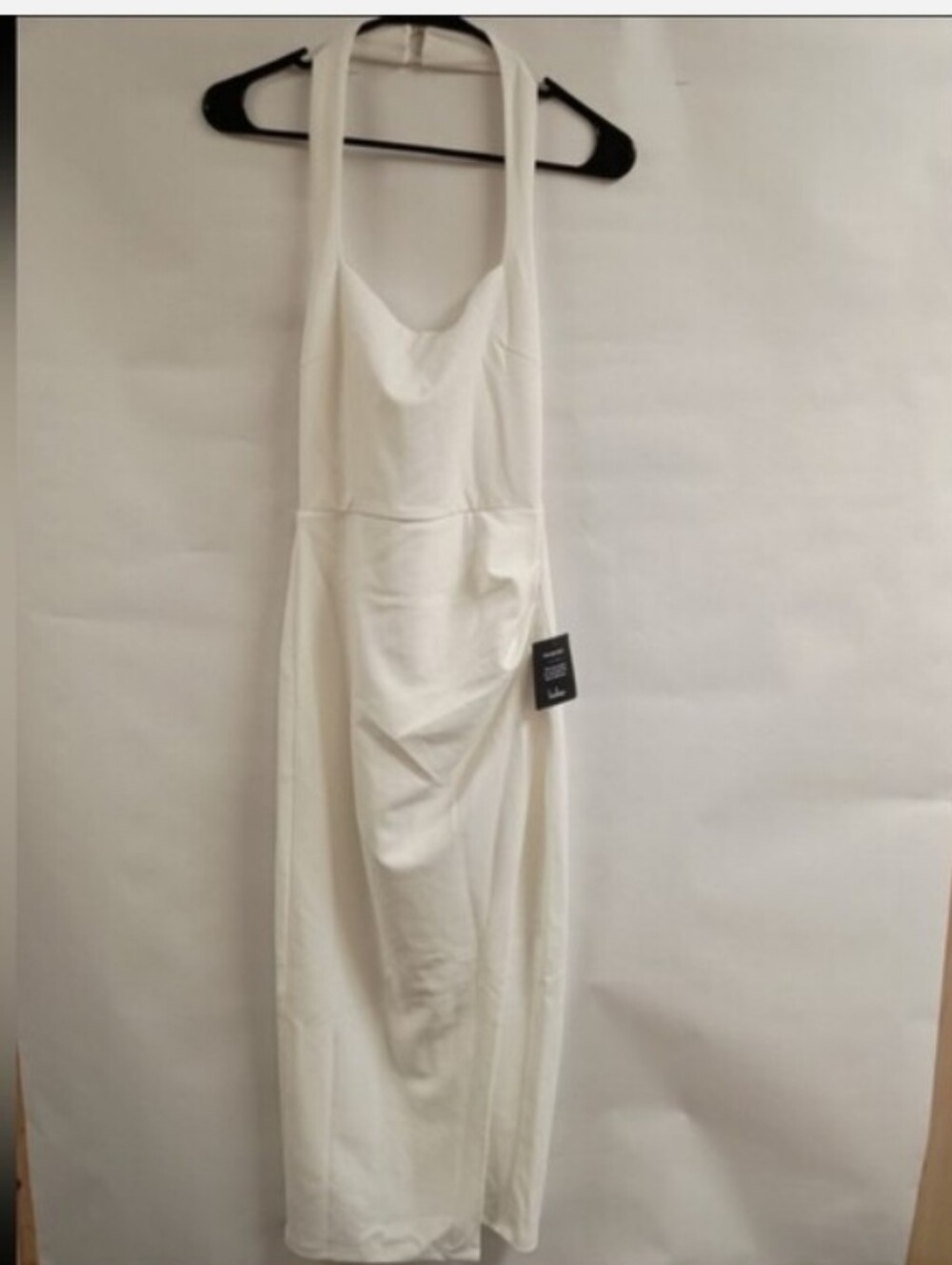 Lulus Timeless Glam White Satin Halter A-line Midi Dress